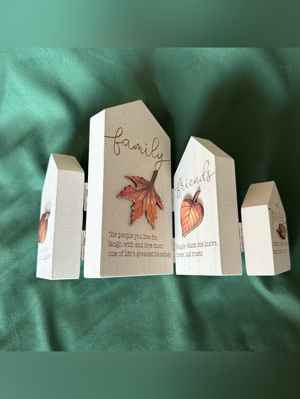 Ashland White Wooden Autumn Leaf Block with Orange Leaves - Picture 2 of 7